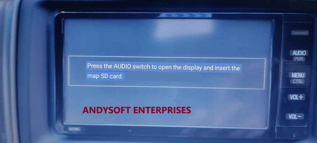 Press and Hold the Audio Switch to Insert the Map SD Card NSZT-W64 
How to Press the Audio Switch to Open the display and Insert the Map SD Card NSZT-W64