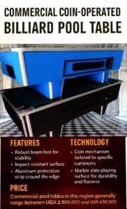 Coin-operated slate pool table for sale in Kampala Uganda – Andysoft Enterprises